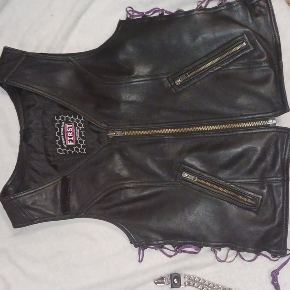 Leather motorcycle riding vest